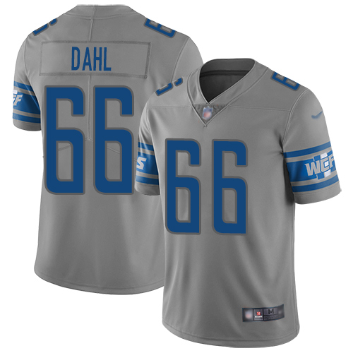 Detroit Lions Limited Gray Men Joe Dahl Jersey NFL Football #66 Inverted Legend->detroit lions->NFL Jersey
